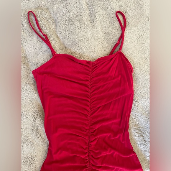 Red Ruched Dress - Picture 3 of 5